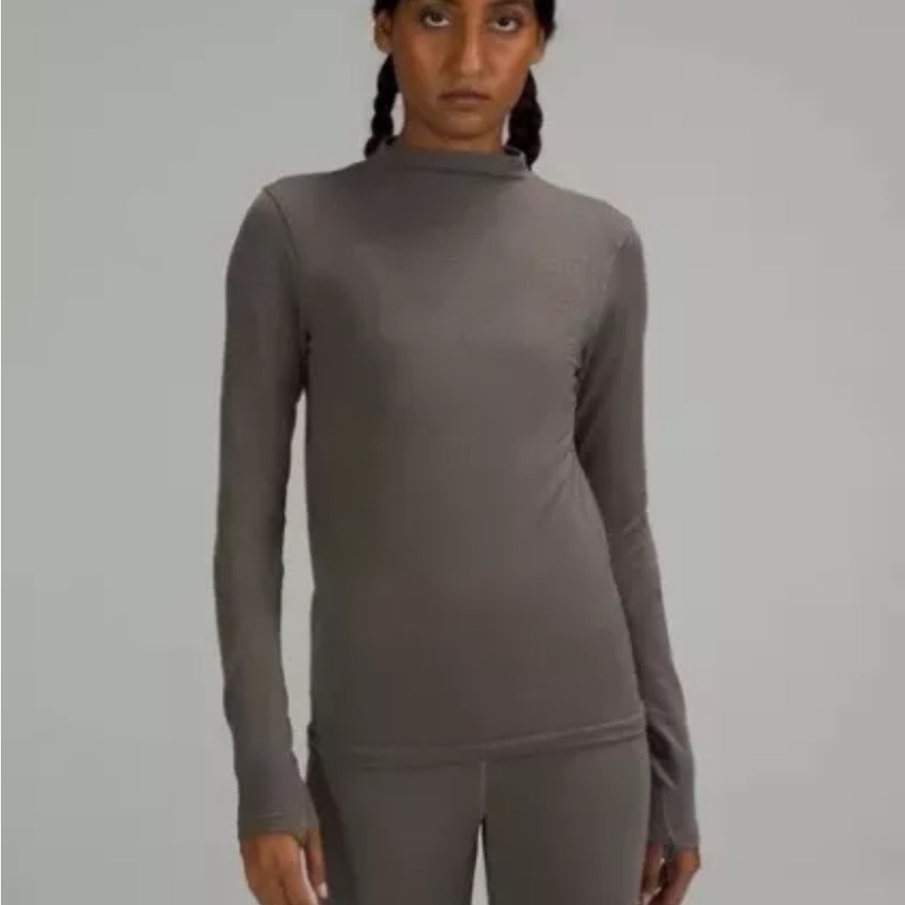 Lululemon Lab Seamless Wool-Blend Long-Sleeve Shirt ROVR Sz 6 Gray brown $148